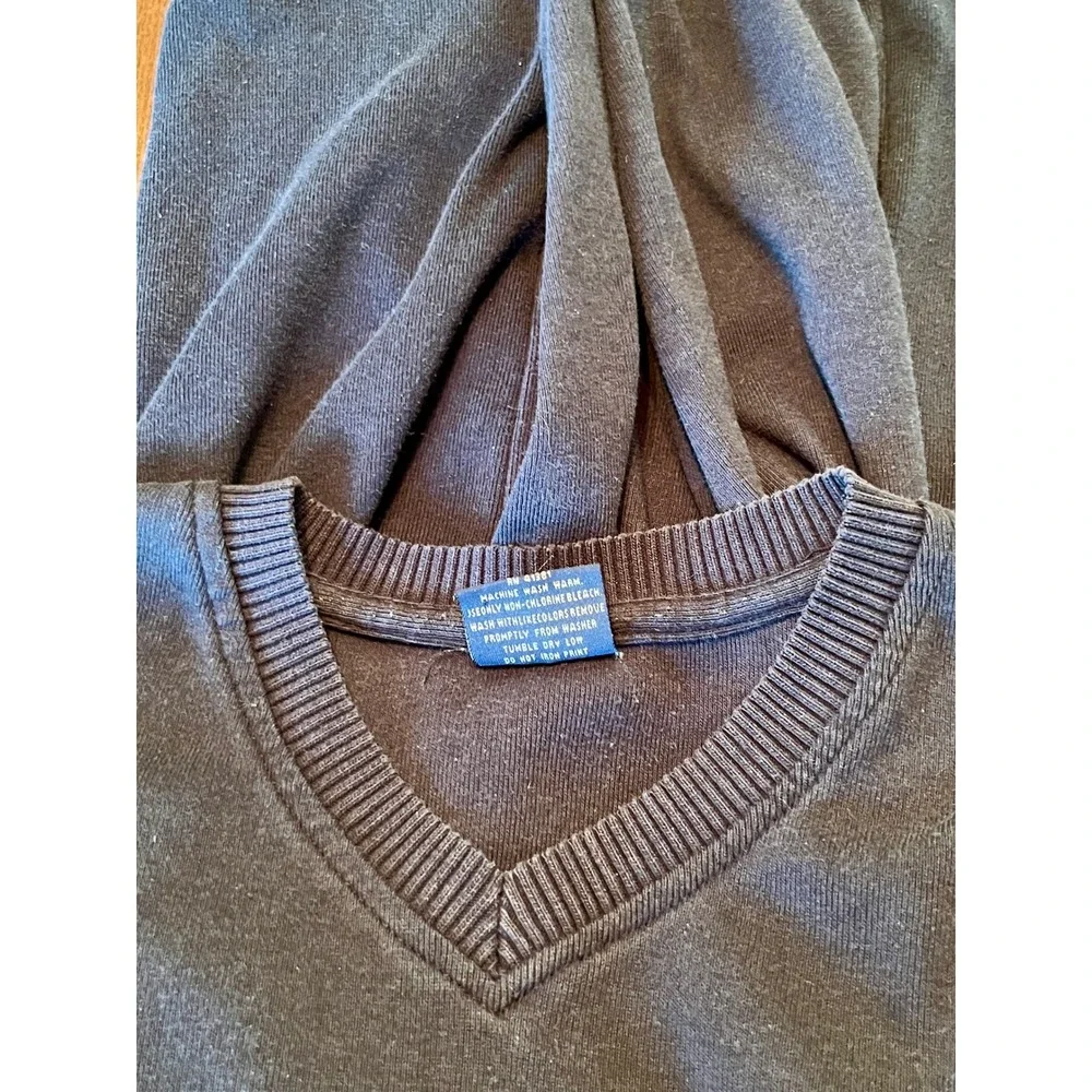 Vtg 90's Polo Ralph Lauren V-Neck Navy Long Sleeve Shirt Made in USA Size M
